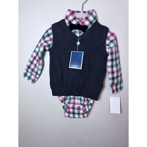 Andy & Evan 3 Piece Sweater Vest Set 18-24M NWT - Picture 1 of 10